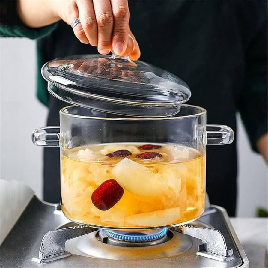Amazon | 両手鍋 鍋透明ガラススープ鍋 家庭料理 フタ付き